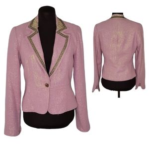 True Meaning Pink & Gold Shimmer Single Breasted 1 button Blazer, Size 4